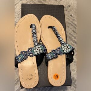 Embellished Sandals with Blue Accents